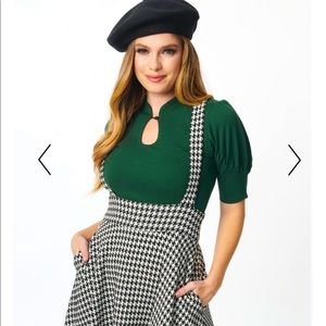 Unique Vintage - Voodoo Vixen Emerald Green Keyhole Top - NEW w/ Tags -Size L